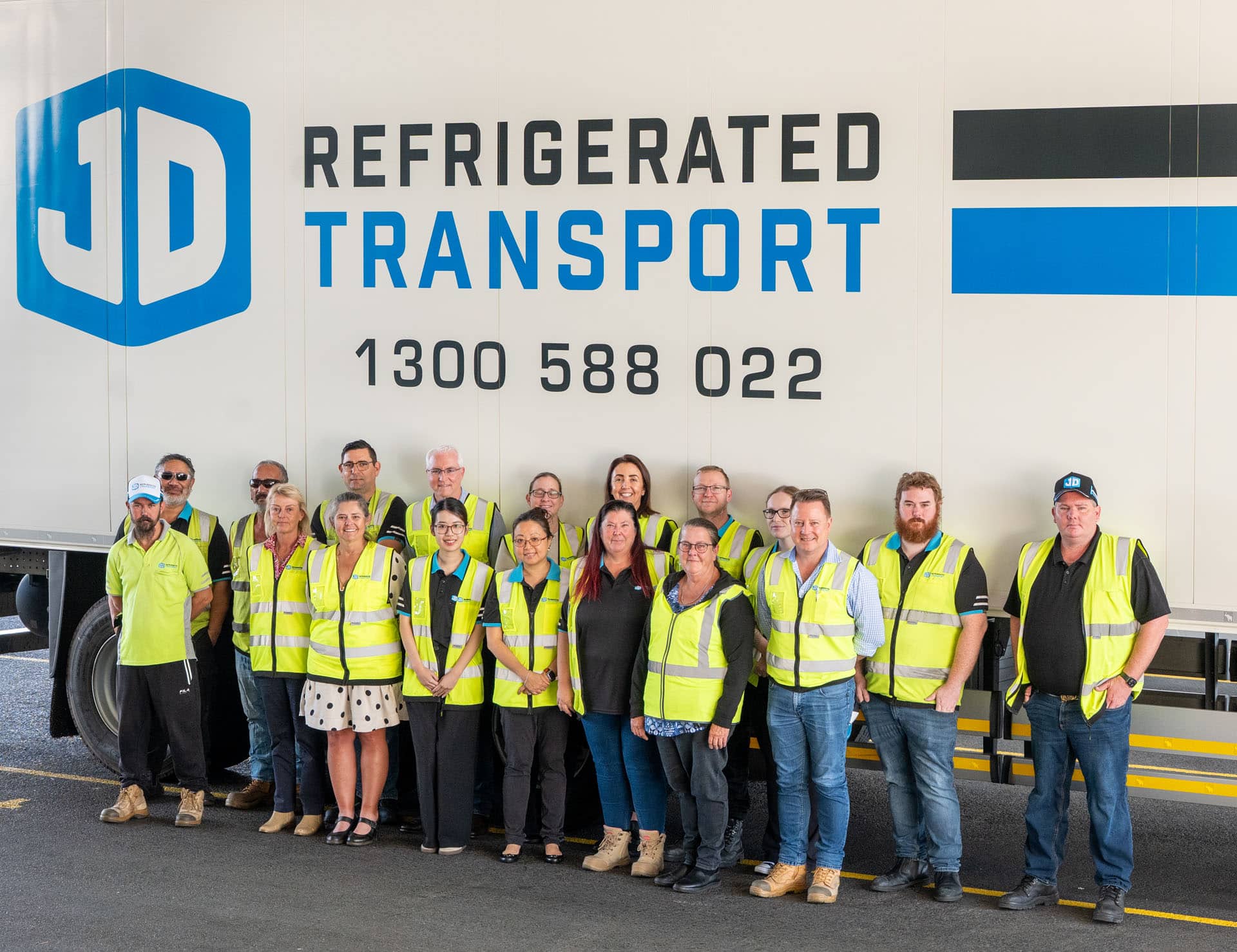JD Transport team at the Archerfield transport yard during a corporate video production in Brisbane