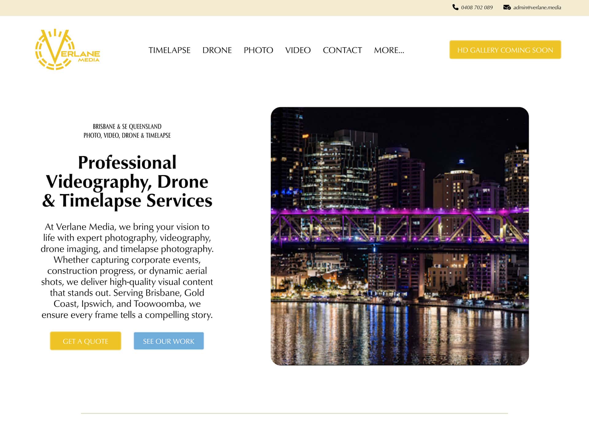 Verlane Media new website homepage showcasing visual services