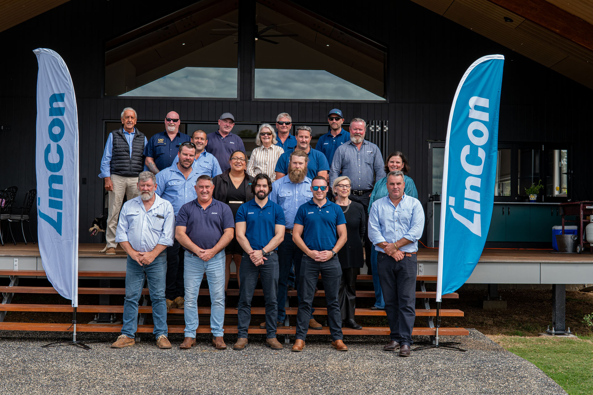 Group portrait of LinCon national leadership team at management conference in Queensland.