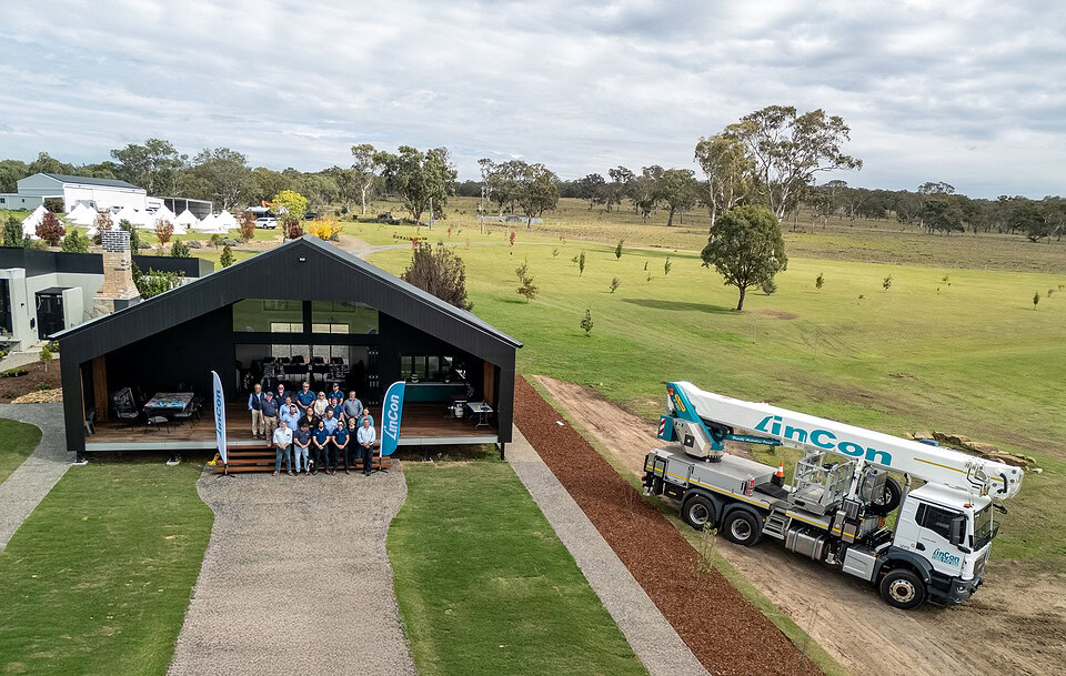 Aerial drone overview of remote Queensland venue during LinCon national management conference.